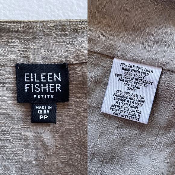 EILEEN FISHER Taupe Silk Linen Open Jacket Sz PP Minimal Luxe - Picture 7 of 15